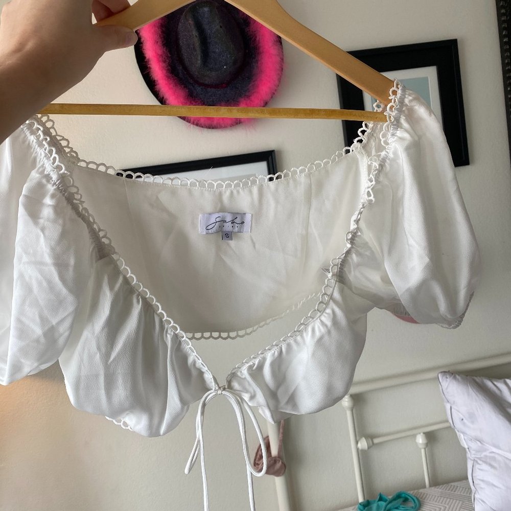 Sabo Skirt White Eyelet Tie Front Top